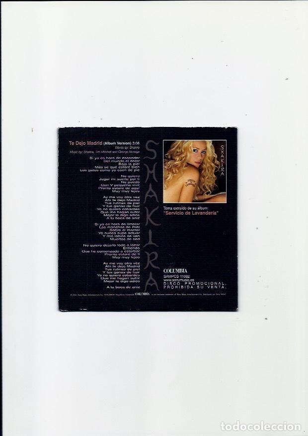 CDs de m&uacute;sica: SHAKIRA. Te dejo Madrid. (cd single 2002) - Foto 2
