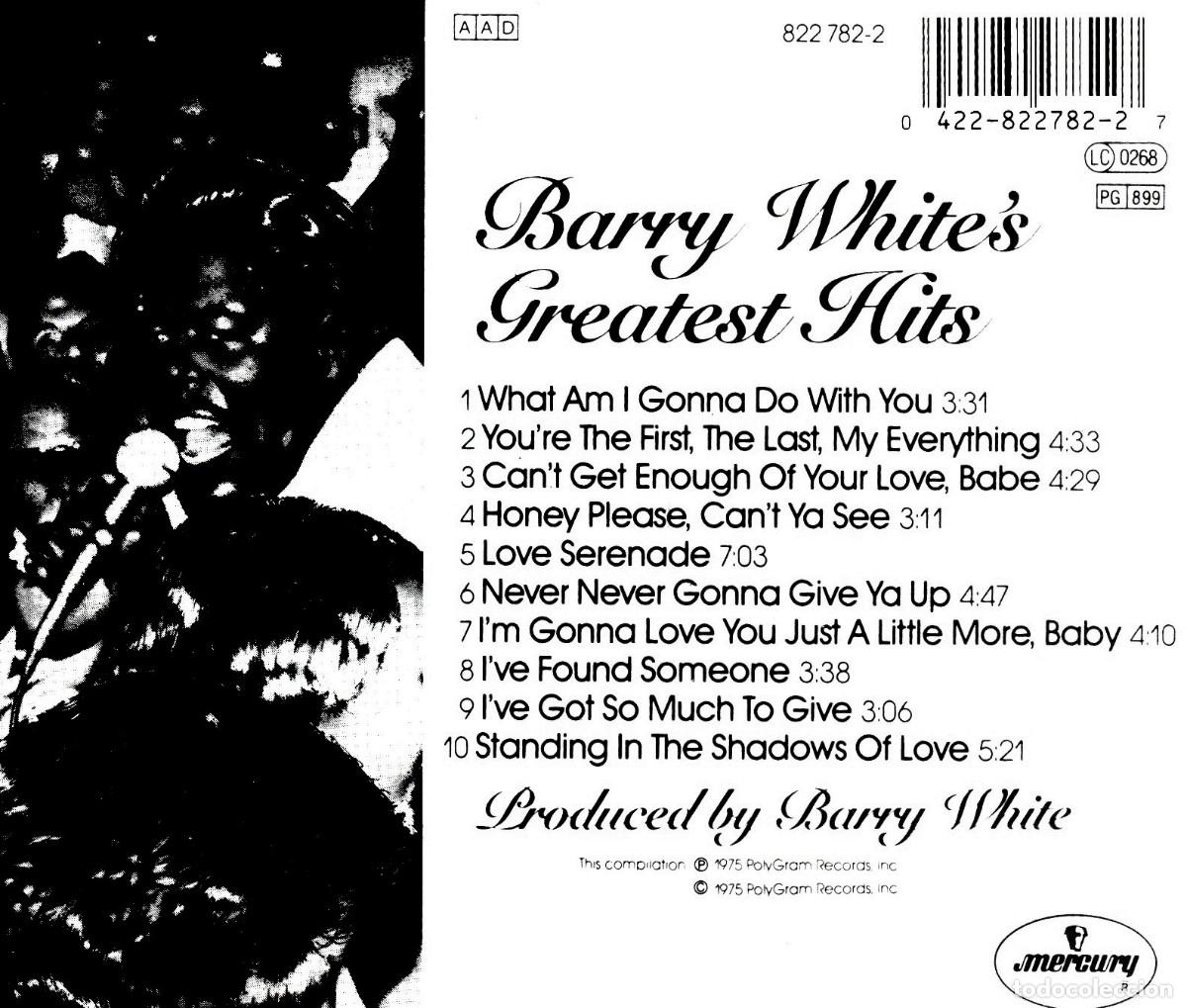 CDs de m&uacute;sica: BARRY WHITE. GREATEST HITS. RECOPILATORIO. CD. - Foto 2