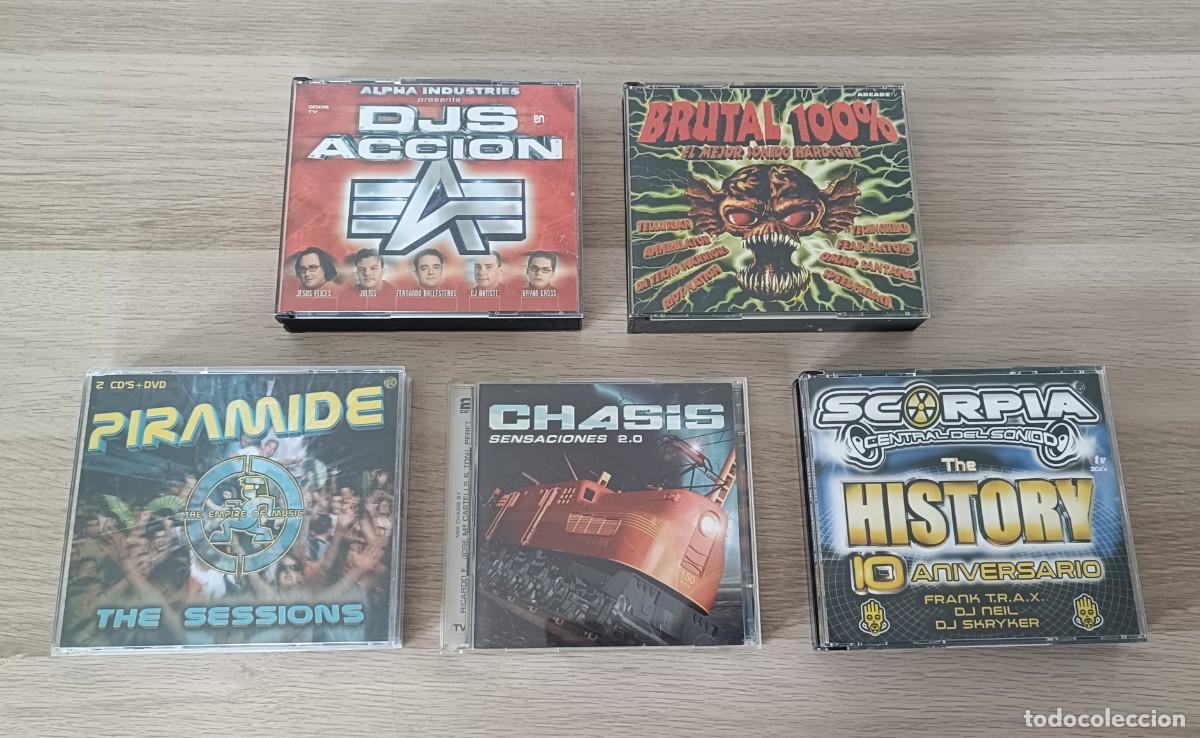 CDs de M&uacute;sica: Lote 5 CD Recopilatorios CHASIS, PIRAMIDE, SCORPIA, DJ'S EN ACCI&Oacute;N, BRUTAL 100% HARDCORE