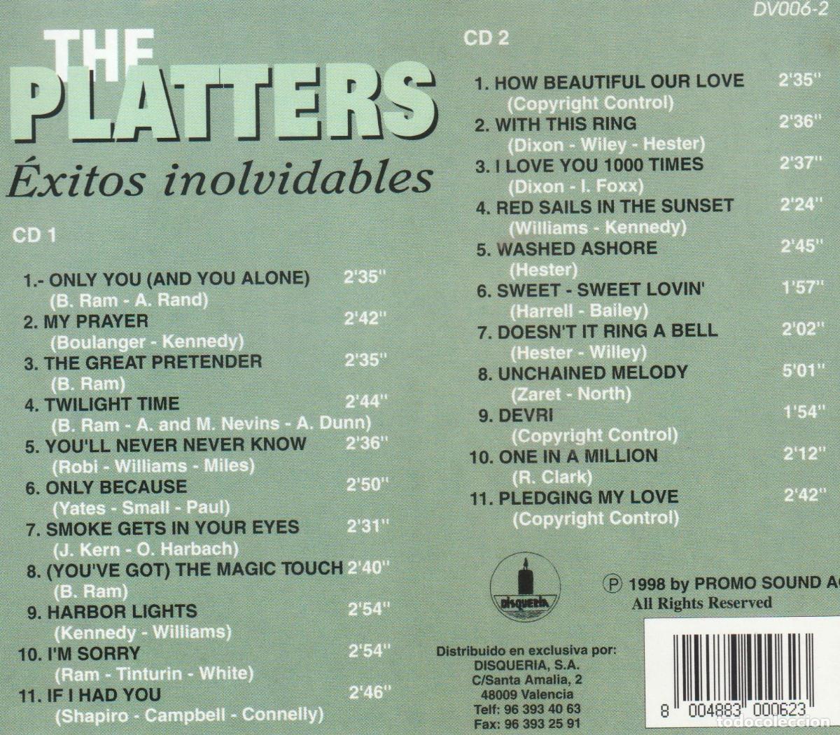 CDs de m&uacute;sica: [DOBLE CD]. THE PLATTERS. EXITOS INOLVIDABLES. RECOPILATORIO. - Foto 2