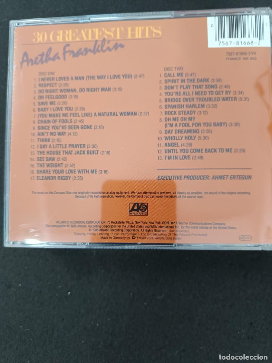 CDs de m&uacute;sica: 2 CD. ARETHA FRANKLIN. 30 GREATEST HITS. 2 CD - Foto 2