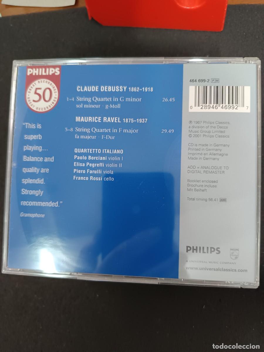 CDs de m&uacute;sica: DEBUSSY. RAVEL. STRING QUARTETS. QUARTETO ITALIANO - Foto 2