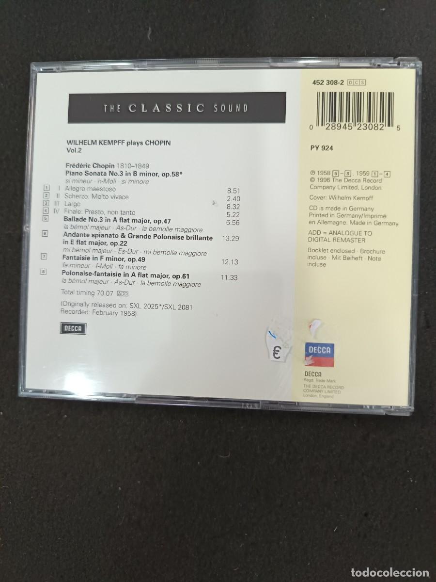 CDs de m&uacute;sica: WILHELM KEMPFF. CHOPIN. VOLUME 2 - Foto 2