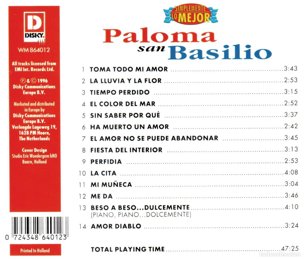 CDs de m&uacute;sica: PALOMA SAN BASILIO. SIMPLEMENTE LO MEJOR. RECOPILATORIO. CD. - Foto 2