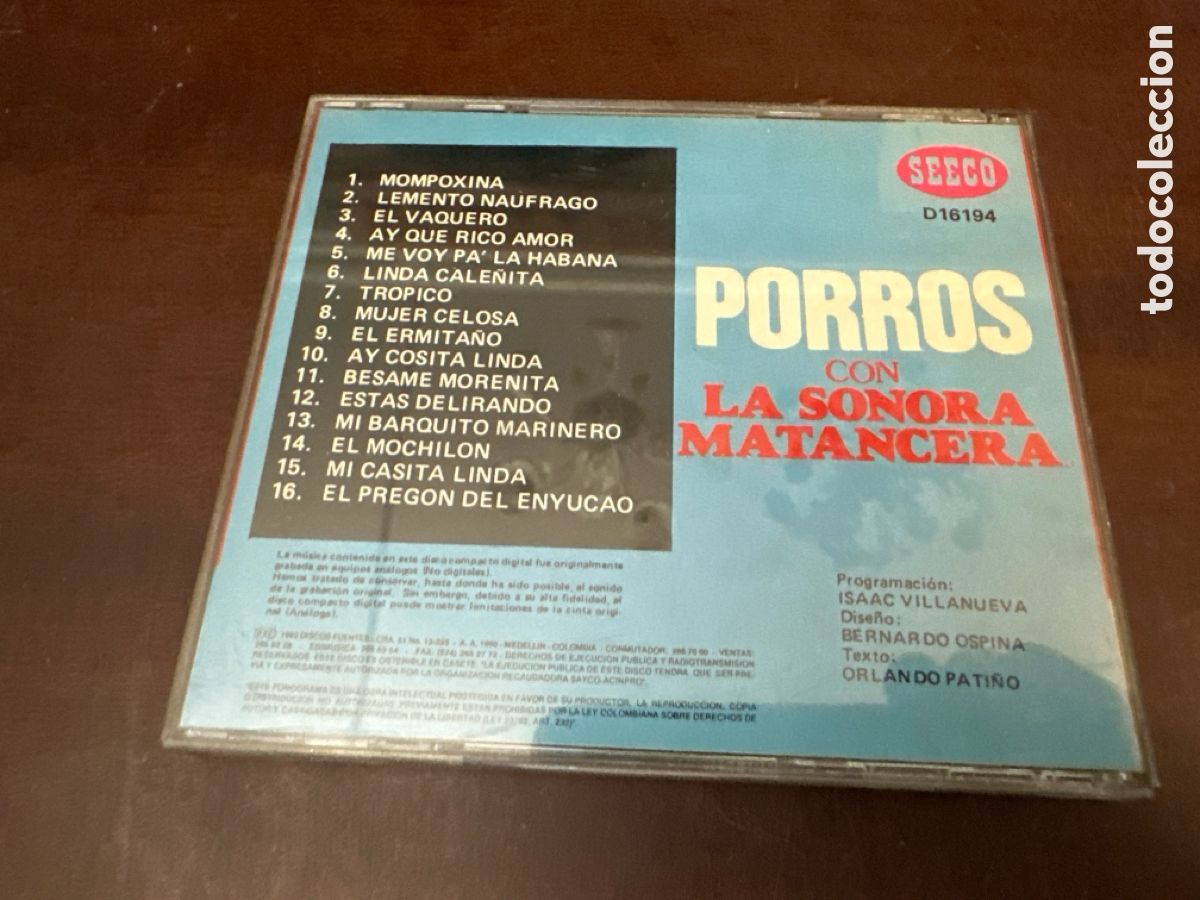 CDs de m&uacute;sica: PORROS CON LA SONORA MATANCERA. CD - Foto 4