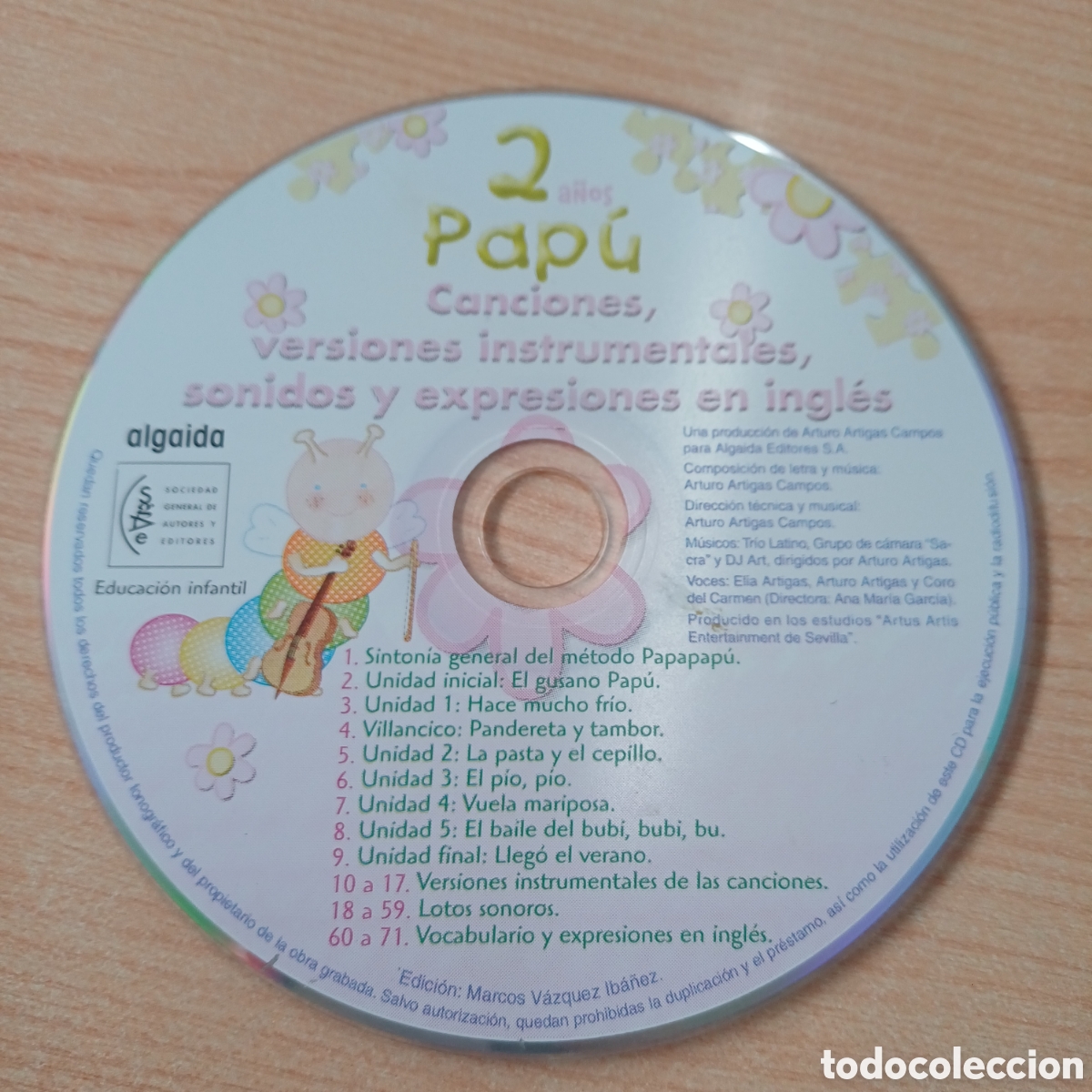 CDs de M&uacute;sica: PAPU CANCIONES, VERSIONES INSTRUMENTALES, SONIDOS Y EXPRESIONES EN INGLES CD 2 A&Ntilde;OS ALGAIDA