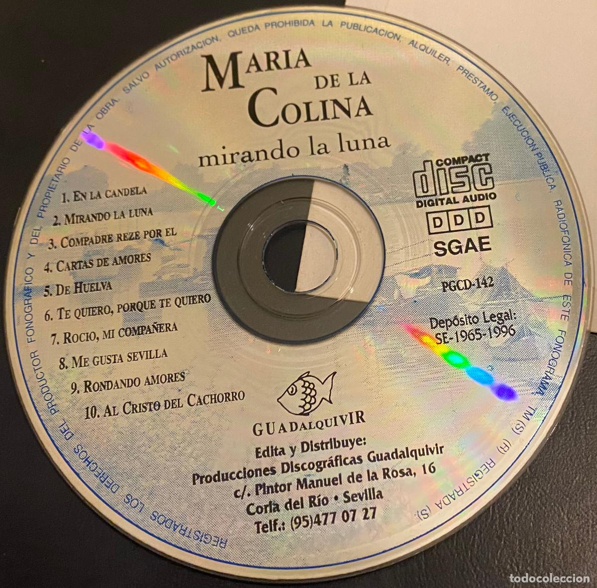CDs de Musique: 'Mirando la luna' de Mar&iacute;a de la Colina. Flamenco y sevillanas. 10 temas. Sin caja en funda de papel