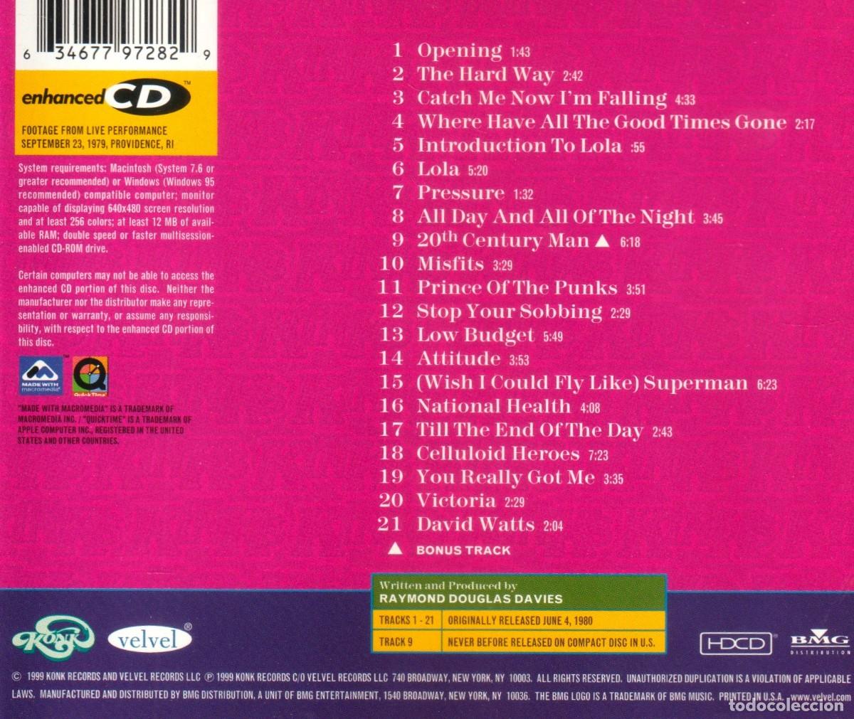 CDs de m&uacute;sica: [DOBLE CD]. THE KINKS. ONE FOR THE ROAD. - Foto 2