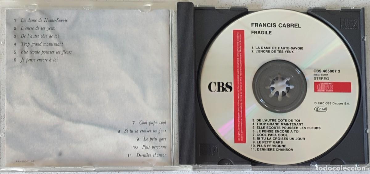 CDs de m&uacute;sica: FRANCIS CABREL - FRAGILE (CD) 1987 - 11 TEMAS - Foto 2