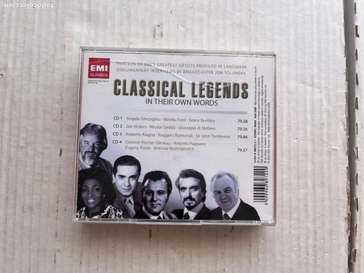 CDs de m&uacute;sica: CLASSICAL LEGENDS IN THEIR OWN WORDS EMI 4 CDS - CAJA GRANDE MUSICA KREATEN