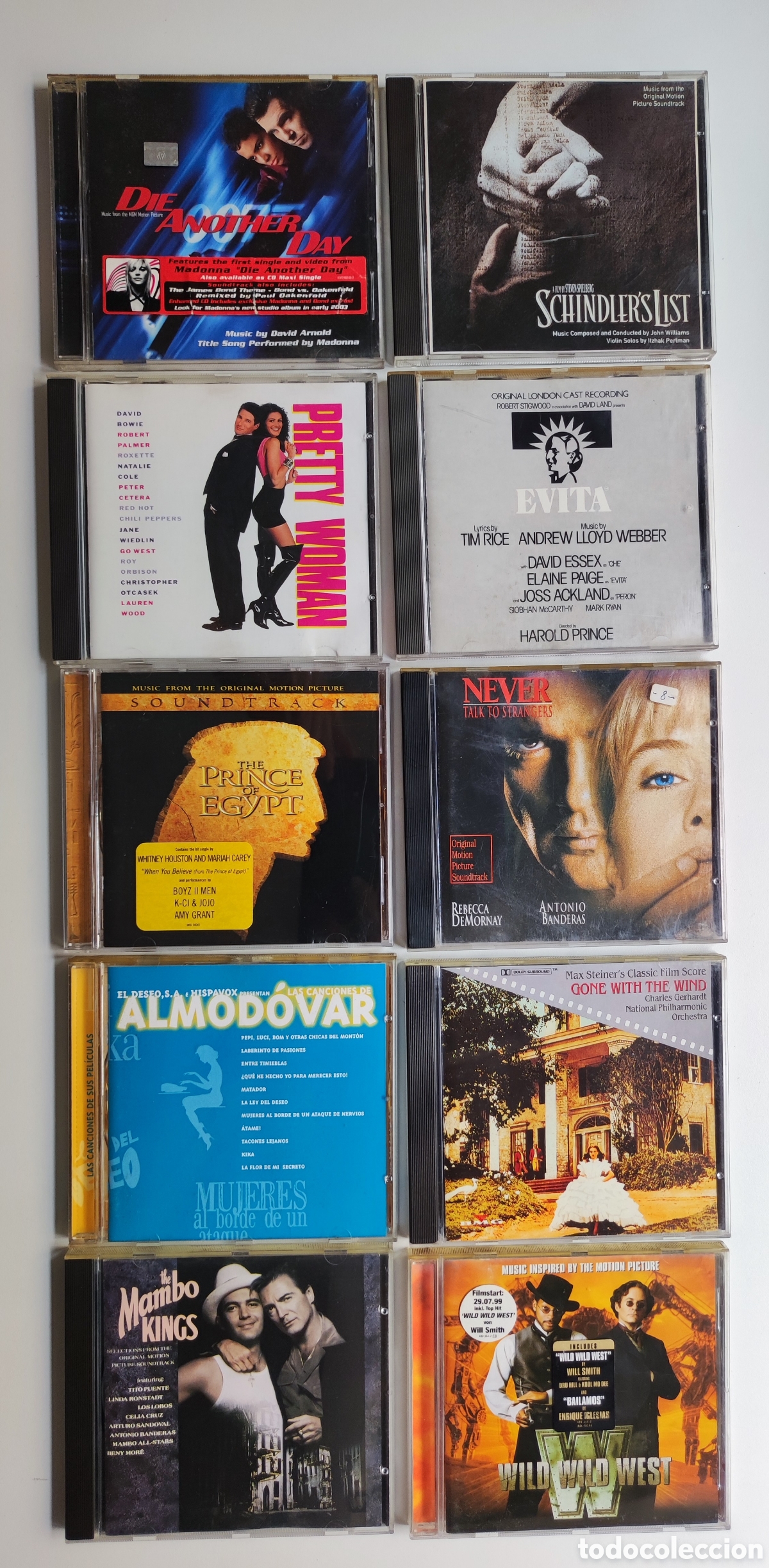 CDs de m&uacute;sica: 10 CDs BSO - ALMOD&Oacute;VAR, EVITA, THE PRINCE OF EGYPT, PRETTY WOMAN, NEVER TALK TO STRANGERS, ETC