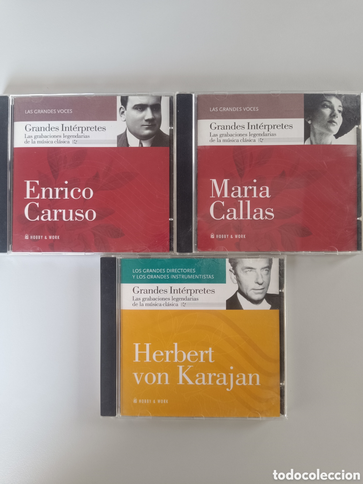 CDs de m&uacute;sica: Grandes interpretes. Callas, Caruso, Karajan. Hobby & Work Lote 3 CD