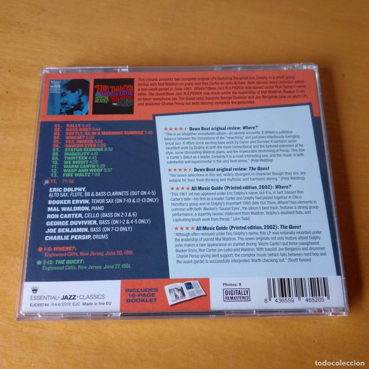 CDs de m&uacute;sica: Eric Dolphy. Mal Waldron and Ron Carter. Where? + The quest. CD 2012 - Foto 2