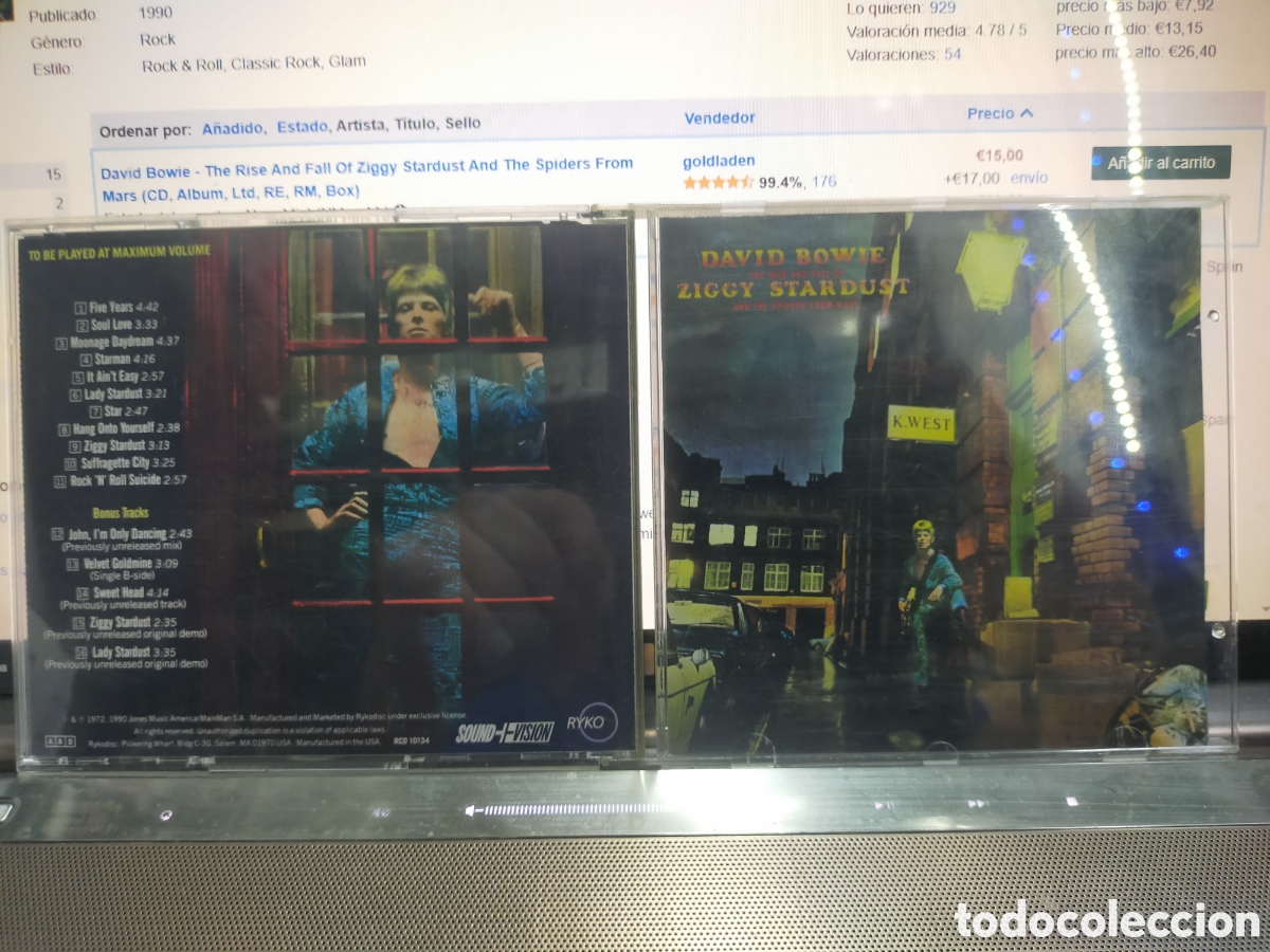 CDs de m&uacute;sica: David Bowie CD ziggy stardust 1990 u.s.a. + 5 bonus tracks