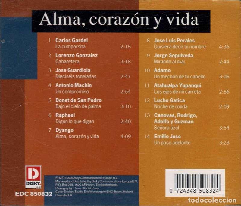 CDs de m&uacute;sica: Raphael, Adamo, Perales - Alma, Coraz&oacute;n Y Vida. CD - Foto 2