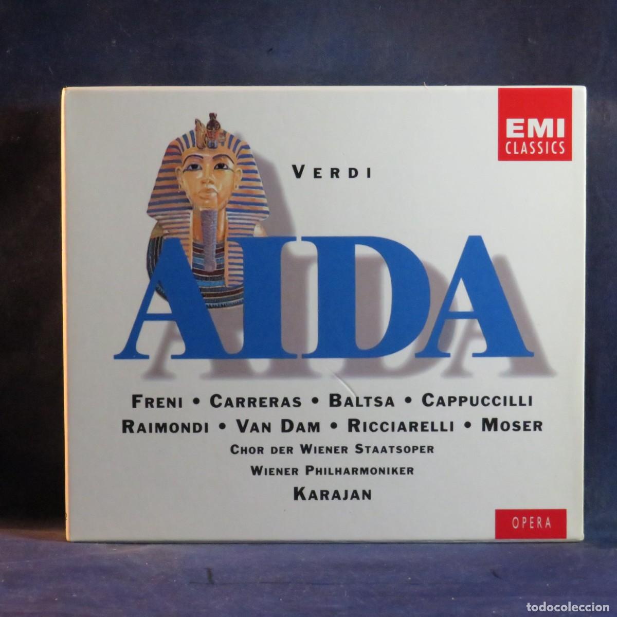 CDs de m&uacute;sica: VERDI, FRENI, CARRERAS, BALTSA, CAPPUCCILLI, RAIMONDI, VAN DAM, RICCIARELLI (+ VARIOS) &ndash; AIDA - 3 CD