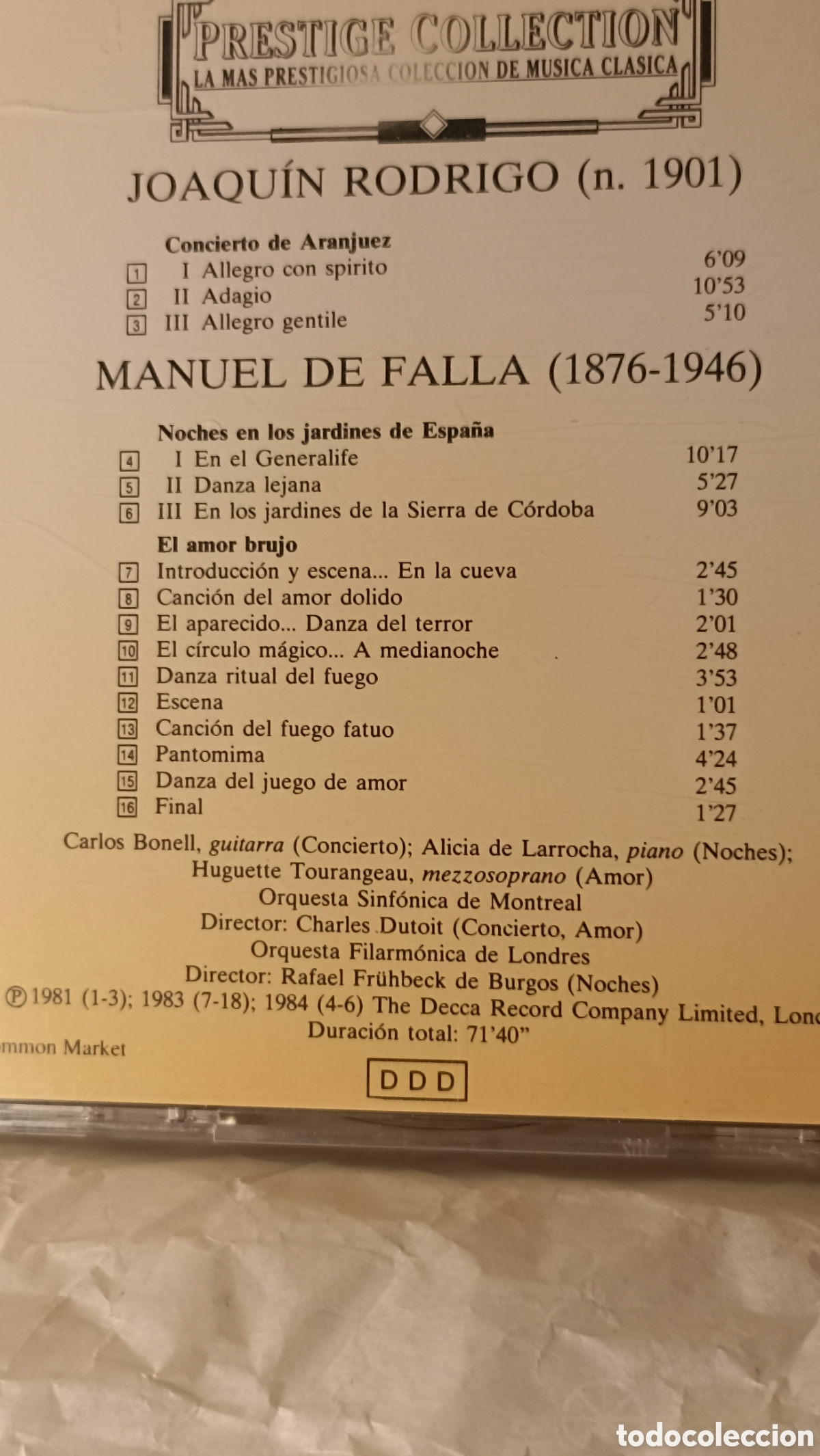 CDs de m&uacute;sica: MINT! Joaqu&iacute;n Rodrigo y Manuel de Falla - Foto 2