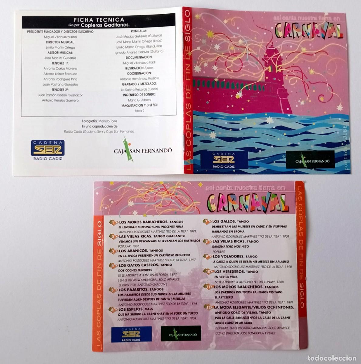 CDs de m&uacute;sica: CARNAVAL DE CADIZ PORTADA CD LAS COPLAS DE FIN DE SIGLO