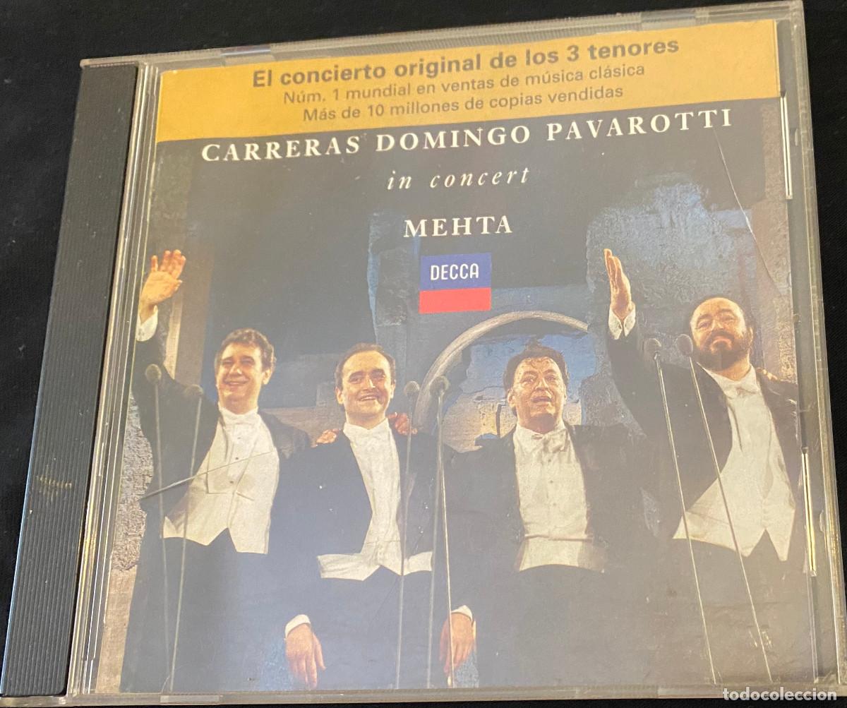 CDs de m&uacute;sica: 'In Concert', de Carreras, Domingo y Pavarotti. Director Zubin Mehta. 17 temas. Sin contraportada.