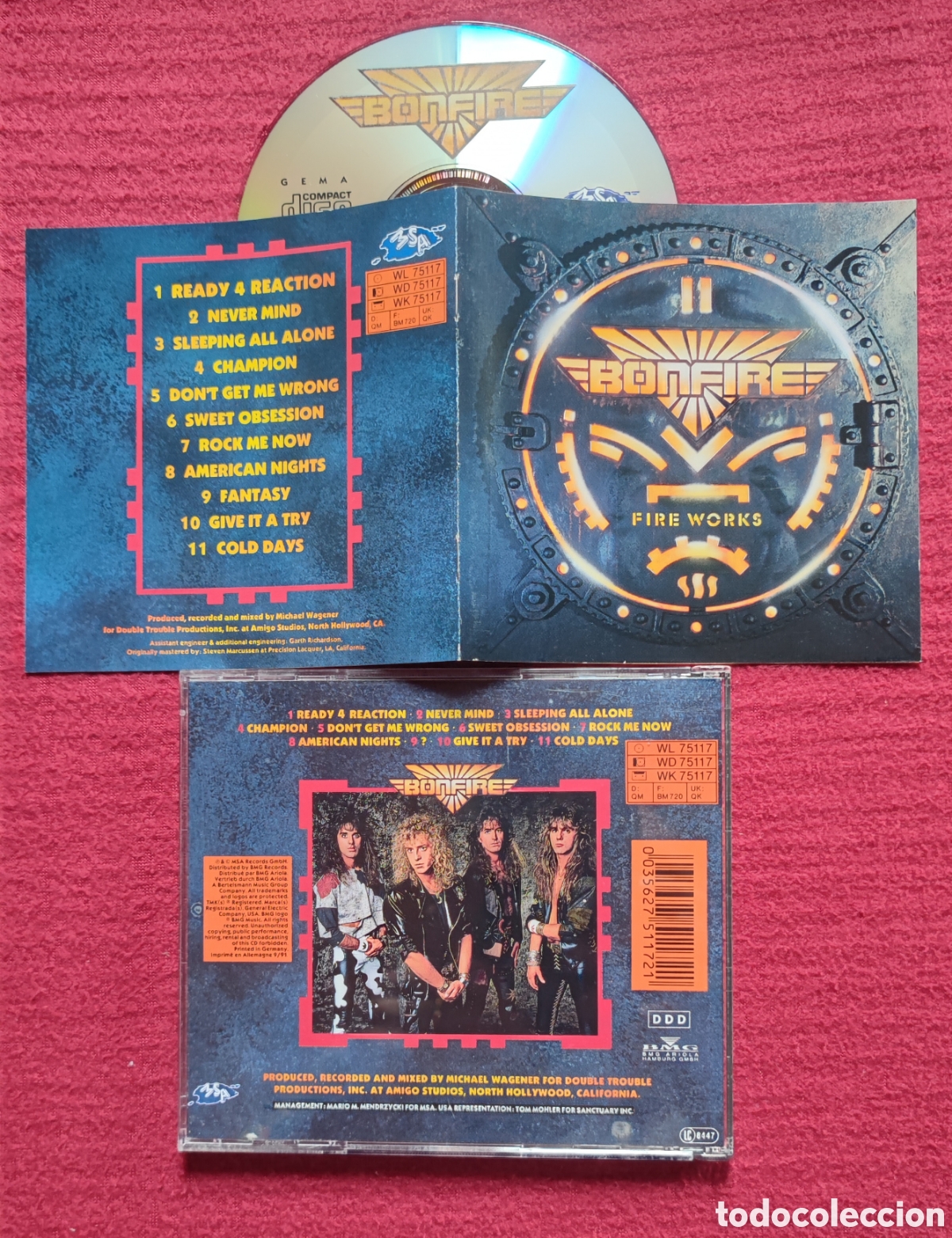CD de M&uacute;sica: BONFIRE: Fire Works. Cd Hard Aor, Edici&oacute;n Original 1987 BMG Records. Muy raro en Cd.