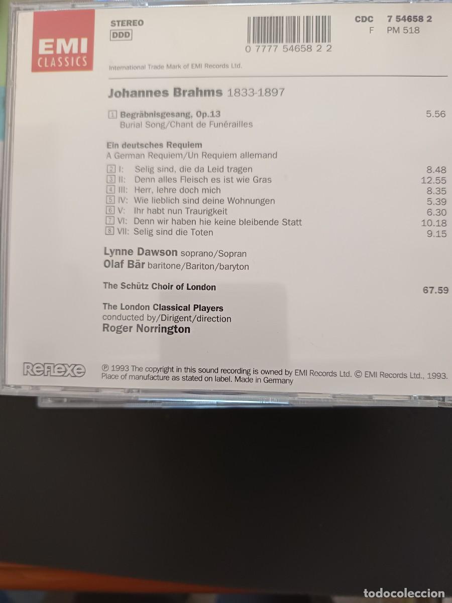 CDs de m&uacute;sica: BRAHMS: EIN DEUTSCHES REQUIEM. DIR: ROGER NORRINGTON - Foto 2