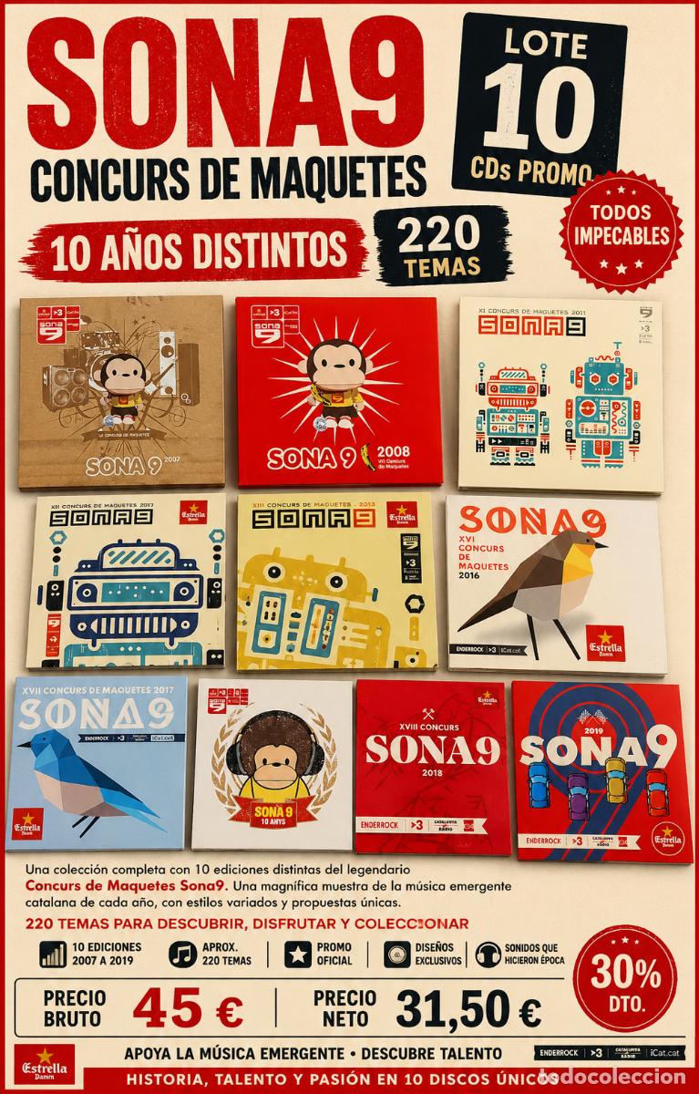 CDs de m&uacute;sica: SONA9 | LOTE 10 CDs PROMO | CONCURS DE MAQUETES | 220 TEMAS | IMPECABLES