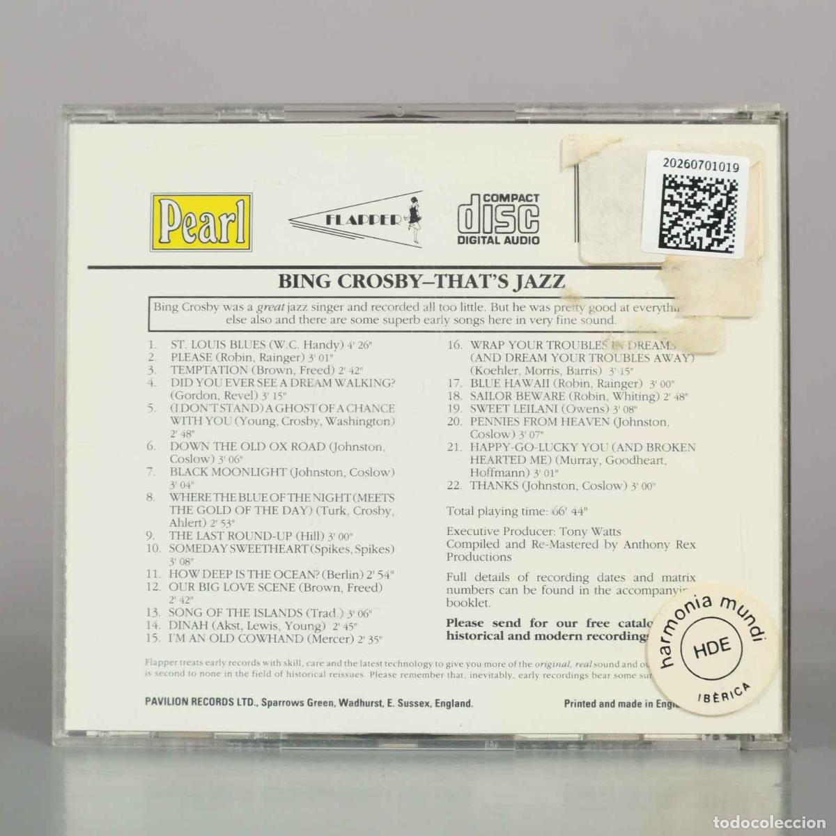 CDs de m&uacute;sica: CD. That&acute;s Jazz - Bing Crosby - Foto 2