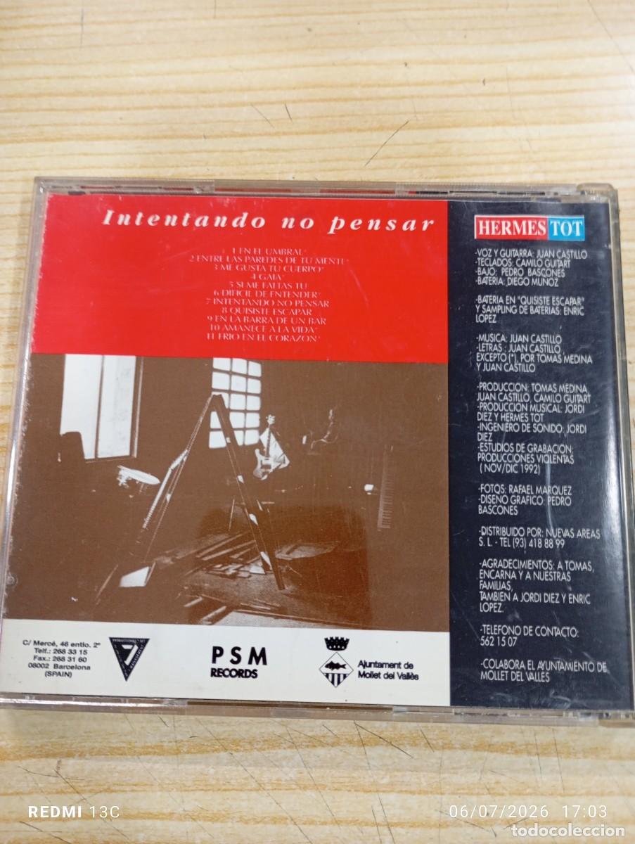 CDs de m&uacute;sica: Cd - Hermes Tot &ndash; Intentando no pensar - 1992 - Foto 3
