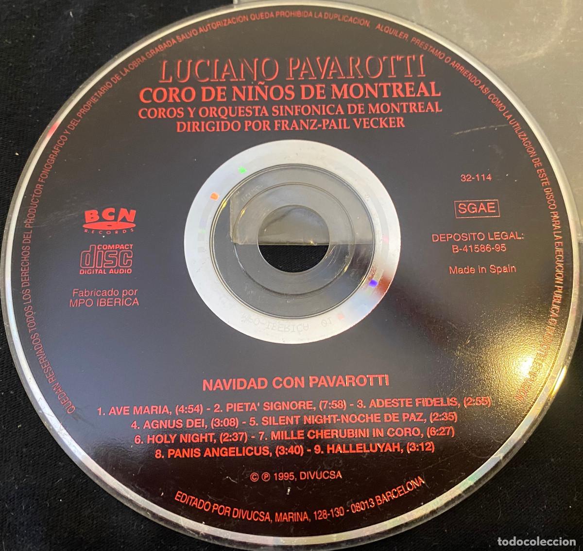 CDs de m&uacute;sica: 'Navidad con Pavarotti'. M&uacute;sica cl&aacute;sica y tradicional navide&ntilde;a. Divucsa. 1995. En funda transparente