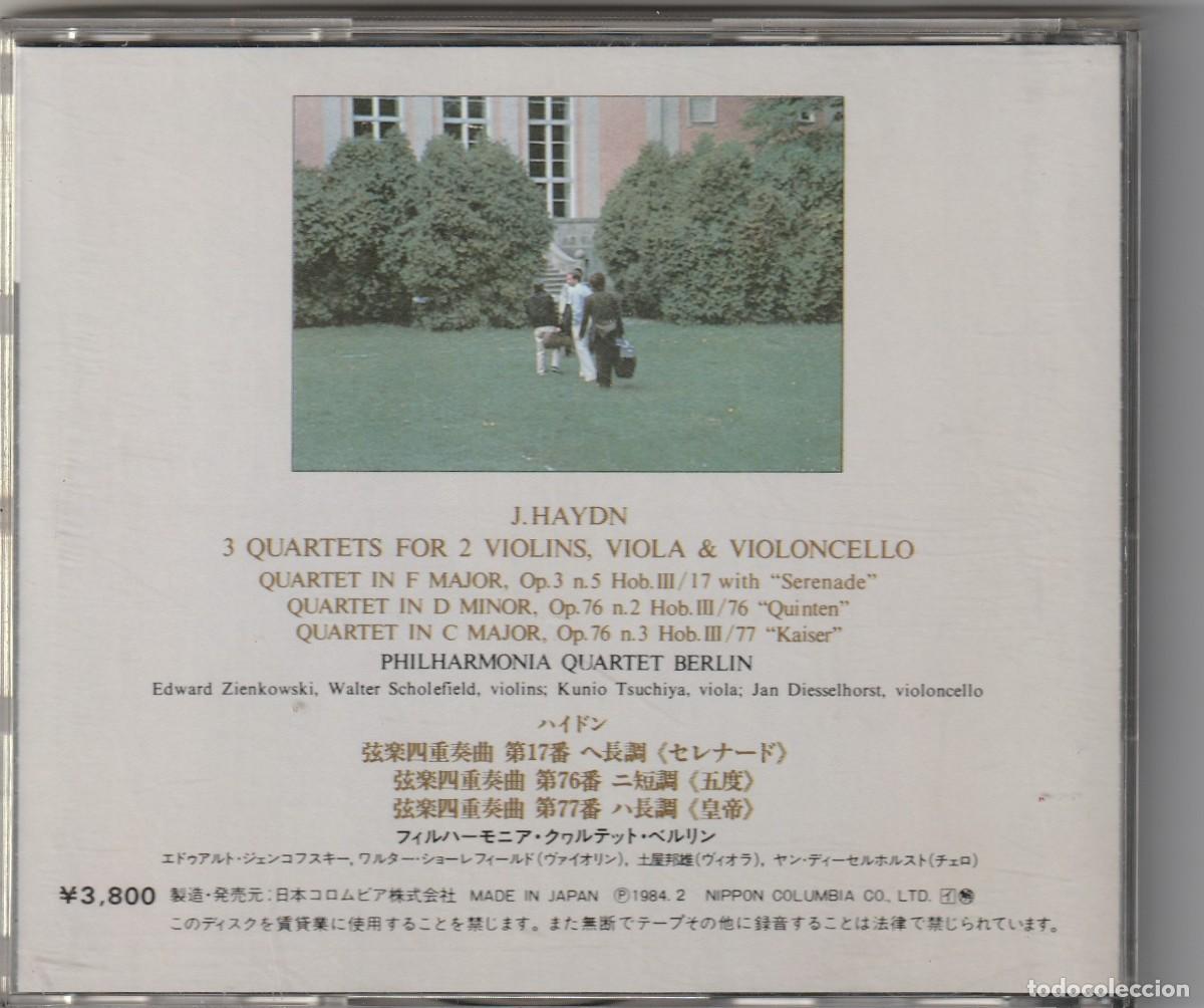 CDs de m&uacute;sica: HAYDN - 3 STRING QUARTETS (CD DENON 1984) PHILHARMONIA QUARTET BERLIN - Foto 2