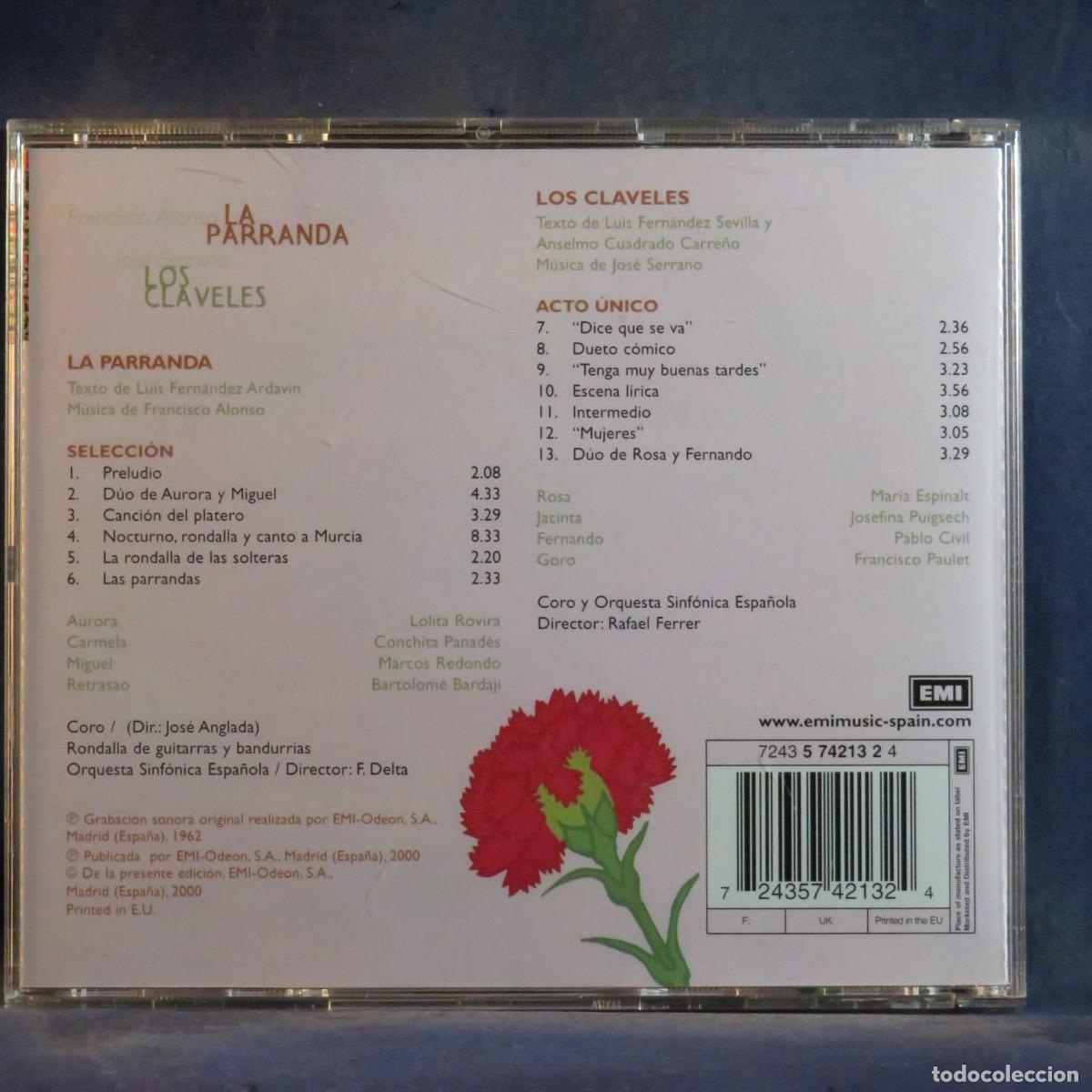CDs de m&uacute;sica: FRANCISCO ALONSO / JOS&Eacute; SERRANO &ndash; LA PARRANDA / LOS CLAVELES - CD - Foto 2