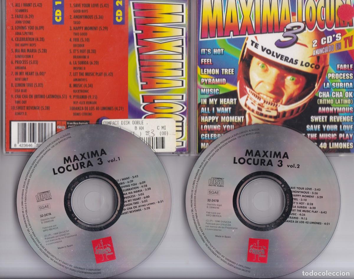 CDs de m&uacute;sica: MAXIMA LOCURA 3 - DOBLE CD - 20 TRACKS / 8 423646 322473 - 1996