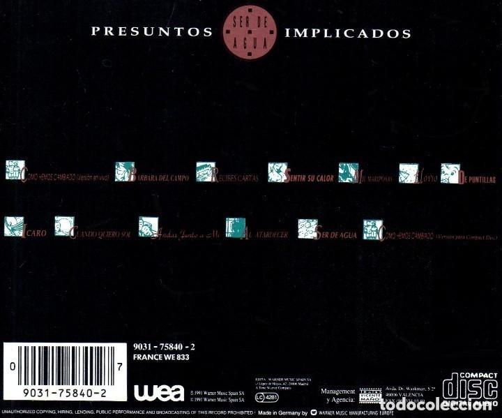 CDs de m&uacute;sica: PRESUNTOS IMPLICADOS. SER DE AGUA. CD. - Foto 2