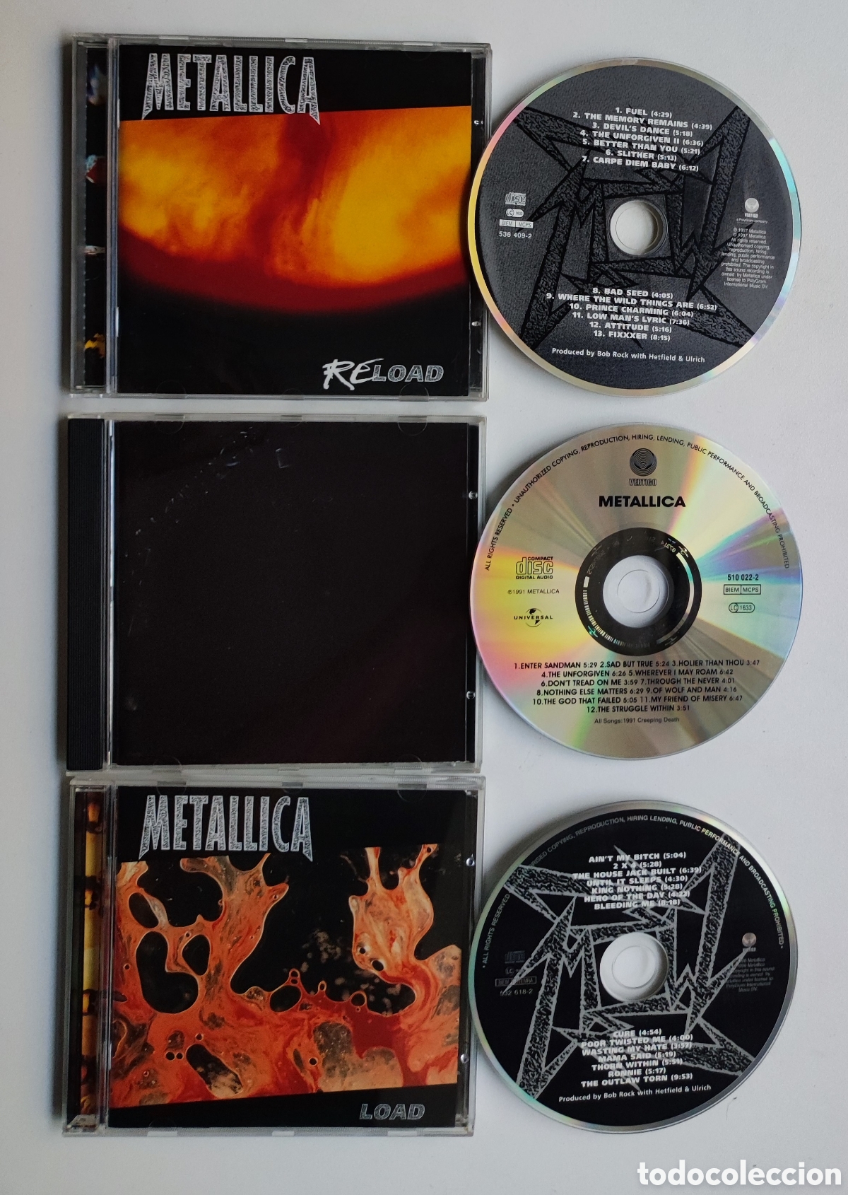 CDs de m&uacute;sica: 3 CD - METALLICA / BLACK ALBUM (1991) + LOAD (1996) + RELOAD (1997) - VERTIGO 1&deg; EDICIONES