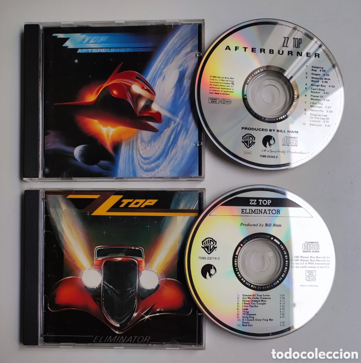 CDs de m&uacute;sica: 2 CD - ZZ TOP/ ELIMINATOR (1983) + AFTERBURNER (1985) - 1&deg; EDICIONES WARNER BROS RECORDS