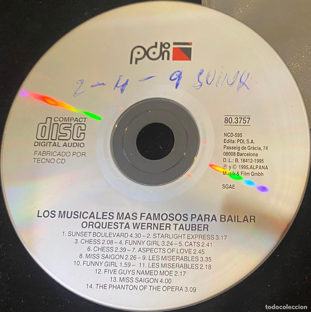 CDs de m&uacute;sica: 'Los musicales m&aacute;s famosos para bailar', de Orquesta Werner Tauber. Broadway. En funda transparente.