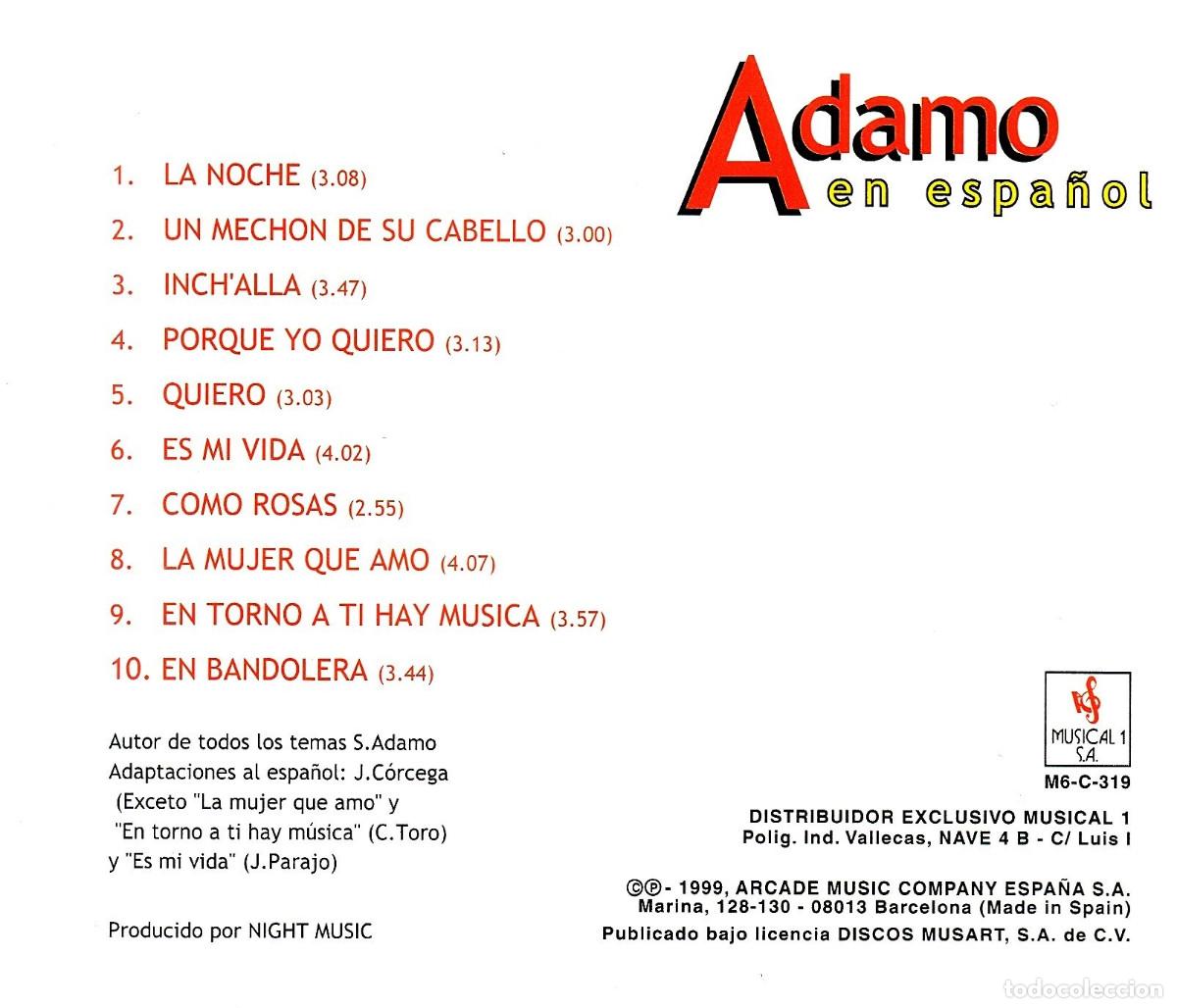 CDs de m&uacute;sica: �G332 - ADAMO. CANTA EN ESPA&Ntilde;OL. CD. - Foto 2