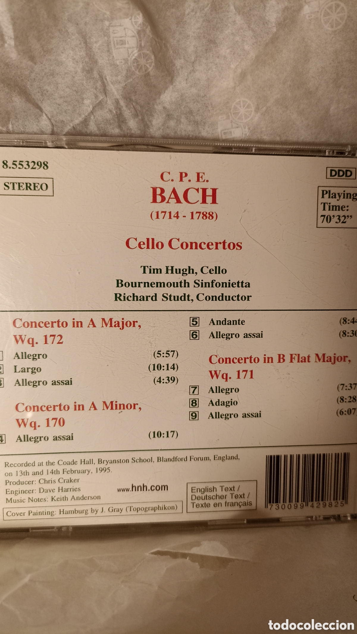 CDs de m&uacute;sica: MINT!!Conciertos para violonchelo de C.P.E. Bach. - Foto 2