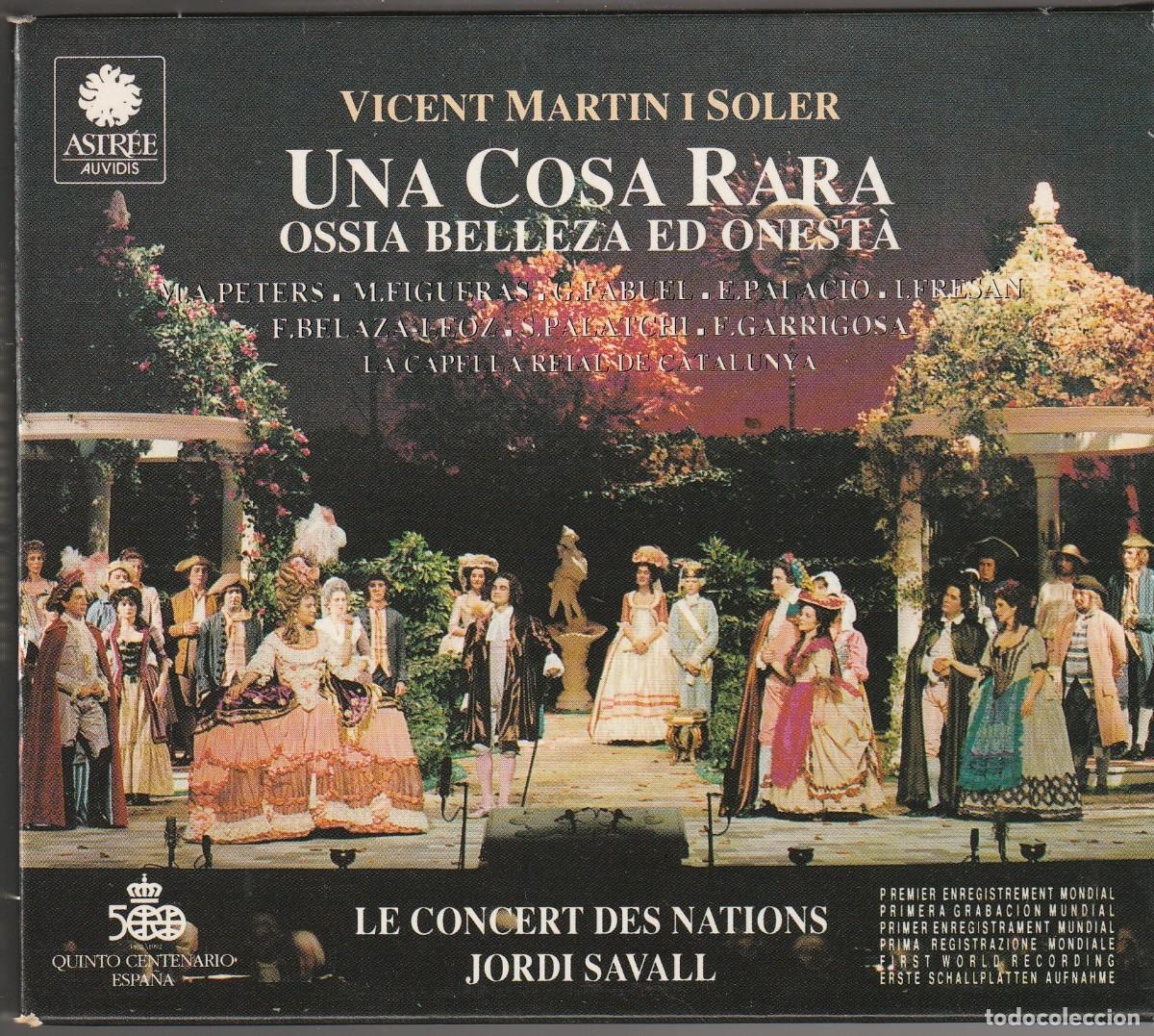 CDs de m&uacute;sica: VICENT MARTIN I SOLER - UNA COSA RARA (CAJA 2 X CD + LIBRETO ASTR&Eacute;E-AUVIDIS 1991) JORDI SAVALL