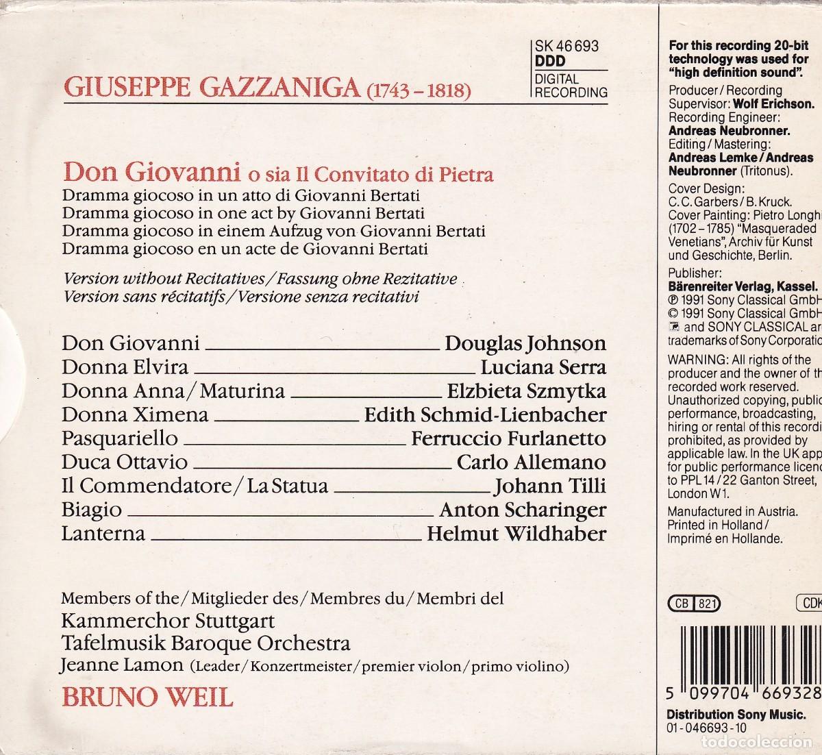 CDs de m&uacute;sica: Giuseppe Gazzaniga - Don Giovanni - Foto 2