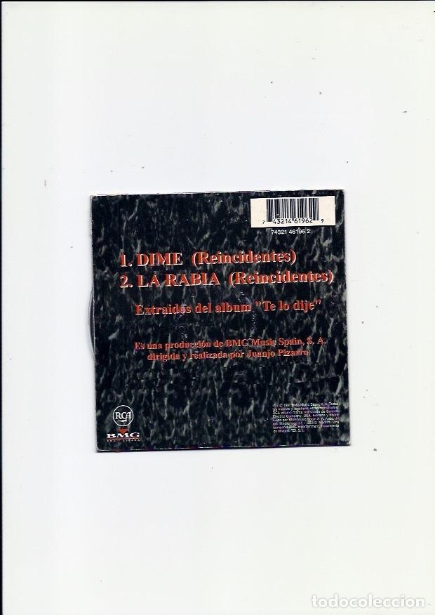 CDs de m&uacute;sica: REINCIDENTES. Dime. Grana y oro (2 cd single ) - Foto 5