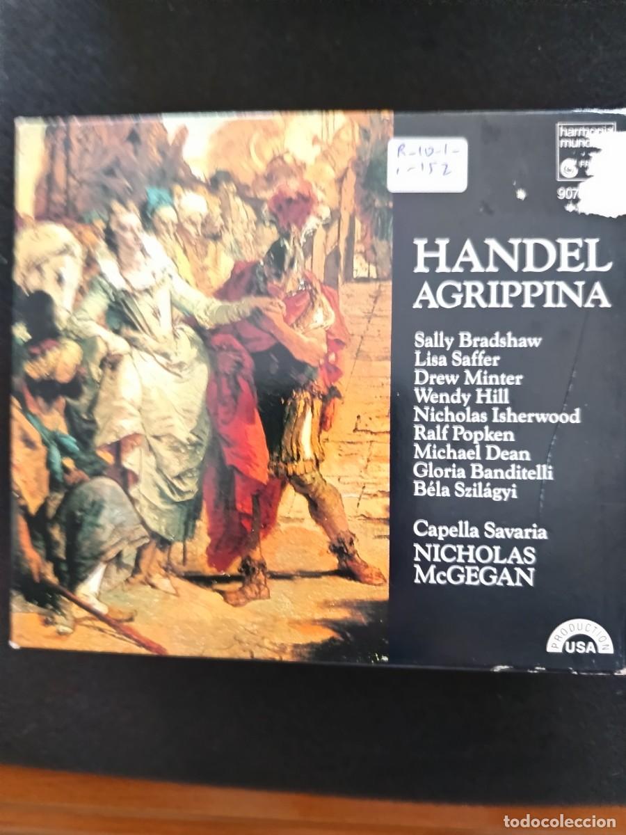 CDs de m&uacute;sica: 3CD. H&Auml;NDEL: AGRIPPINA. DIR: NICHOLAS McGEGAN. INT&Eacute;RP: SALLY BRADSHAW, LISA SAFFER, DREW MINTER Y OT