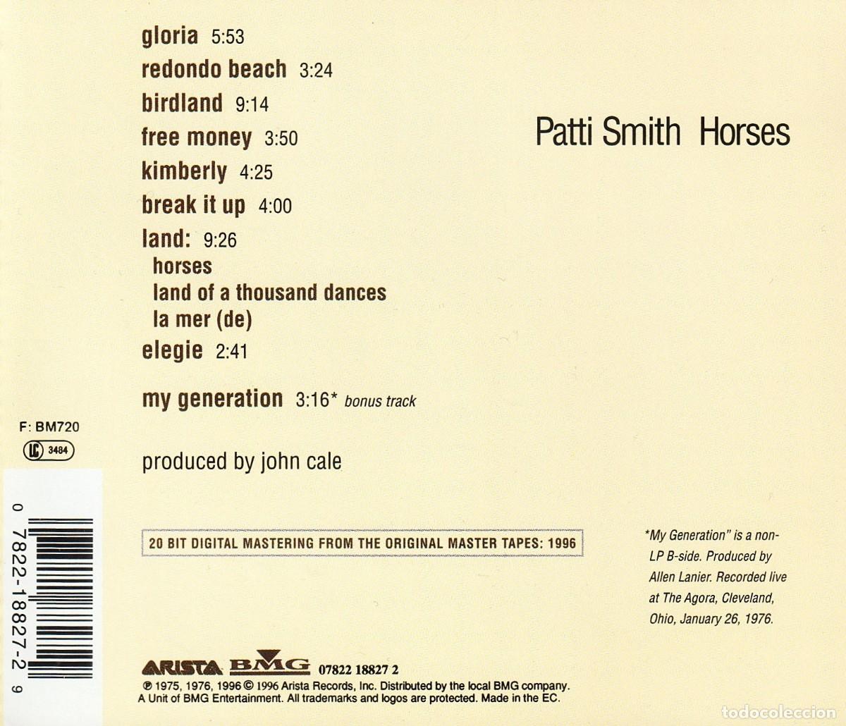 CDs de m&uacute;sica: PATTI SMITH. HORSES. CD. - Foto 2