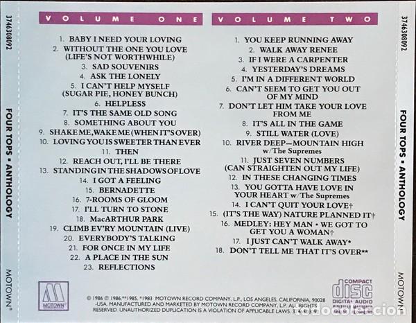 CDs de m&uacute;sica: Four Tops &ndash; Anthology - 2cd - Foto 2