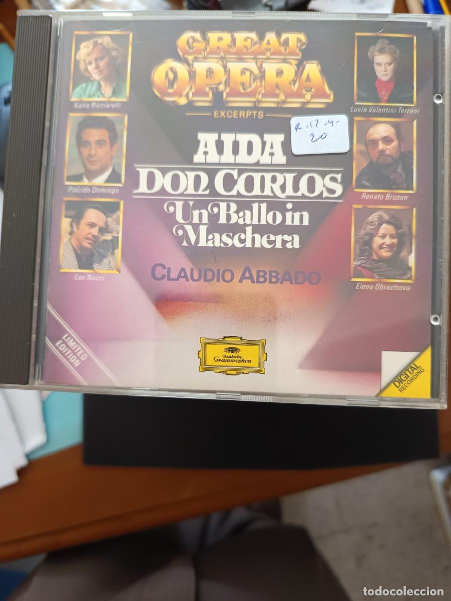 CDs de m&uacute;sica: GREAT OPERA (EXCERPTS) AIDA. DON CARLOS. UN BALLO IN MASCHERA. DIR: CLAUDIO ABBADO