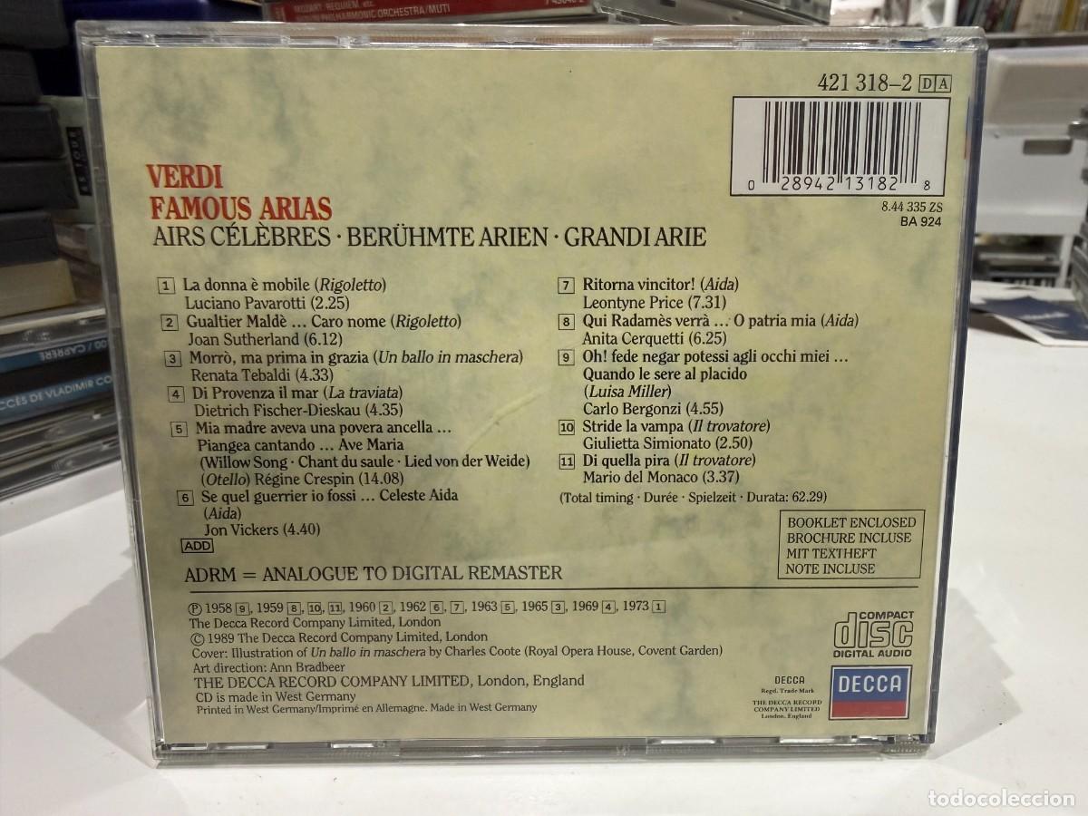 CDs de m&uacute;sica: Verdi - Famous Arias (CD) - Foto 2
