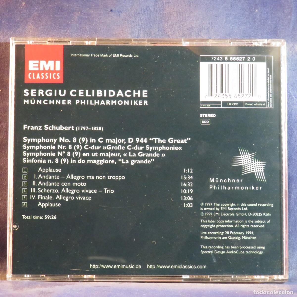 CDs de m&uacute;sica: SCHUBERT - M&Uuml;NCHNER PHILHARMONIKER, CELIBIDACHE* &ndash; SYMPHONY NO. 8 - CD - Foto 2