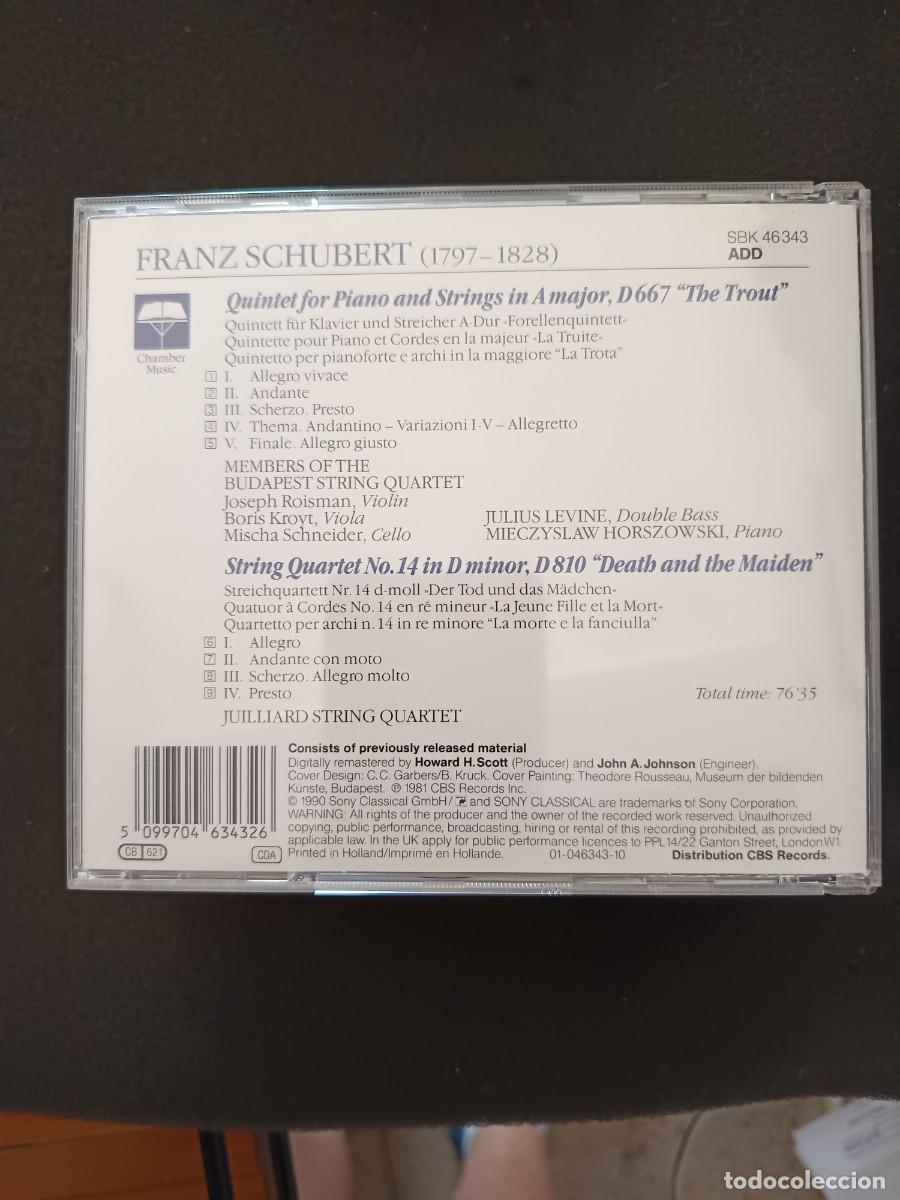 CDs de m&uacute;sica: SCHUBERT. &rdquo;FORELLEN-QUINTETT&rdquo; / STRING QUARTET &rdquo;DER TOD UND DAS M&Auml;DCHEN&rdquo;. JUILLIARD STRING QUARTET. - Foto 2