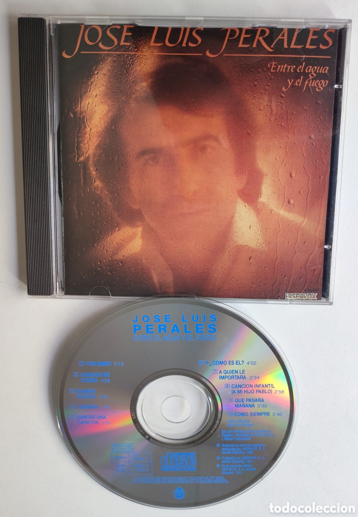 CDs de m&uacute;sica: CD 1991 - JOSE LUIS PERALES / ENTRE EL AGUA Y EL FUEGO - HISPAVOX 1991 / EXCELENTE ESTADO