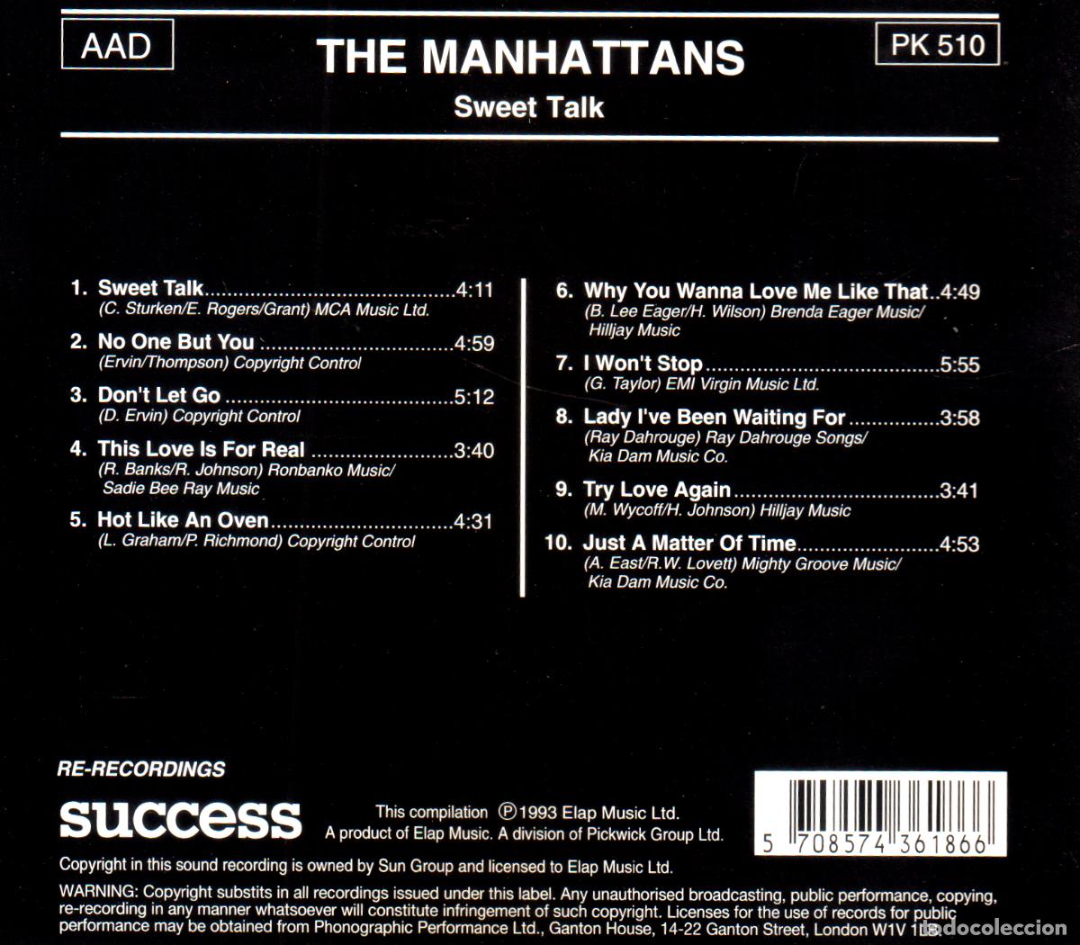 CDs de m&uacute;sica: THE MANHATTANS. SWEET TALK. CD. - Foto 2